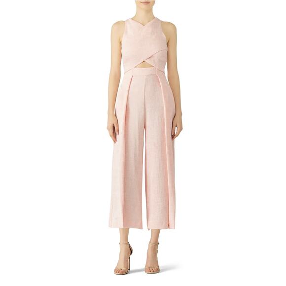 Elliatt Pink Arcadia Crinkle Cut Out Jumpsuit L - Picture 1 of 12